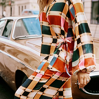 Thumbnail for Check Oversized Wrap Top