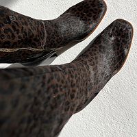 Thumbnail for Model wearing Chocolate Leopard Long Boot standing facing the camera close up