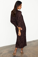 Thumbnail for caption_Model wears Chocolate Sequin Jem Dress in UK size 10/ US 6