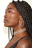 Thumbnail for Model wearing XL Gold Tone Chain & Rhinestone Choker