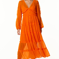 Thumbnail for Model wearing Orange Clemmie Dress facing the camera