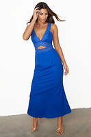Thumbnail for Blue Linen Blend Mimi Dress Petite
