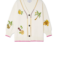 Thumbnail for caption_Model wears Cream Ibiza Martha Cardigan in UK size 10/ US 6