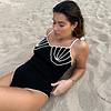 Black Crochet Shell Bodysuit