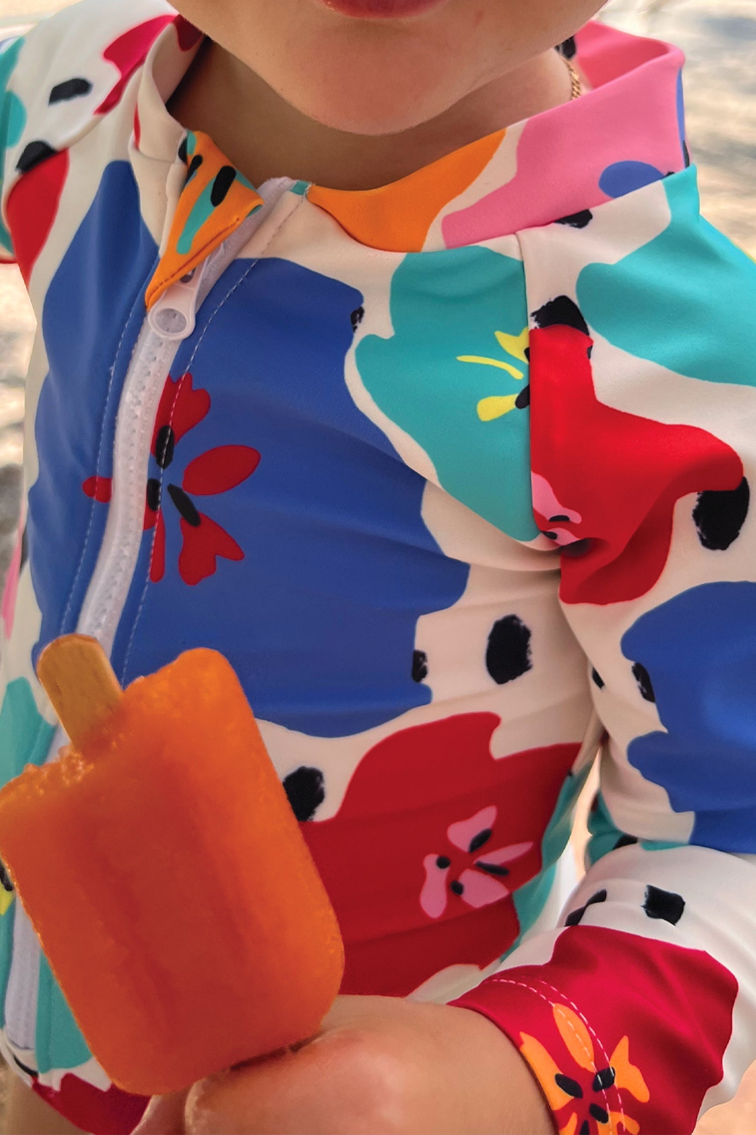 Kids Dotty Swimsuit close up