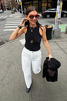 Thumbnail for caption_Model wears Ecru Scallop Detail Jeans in UK size 10/ US 6