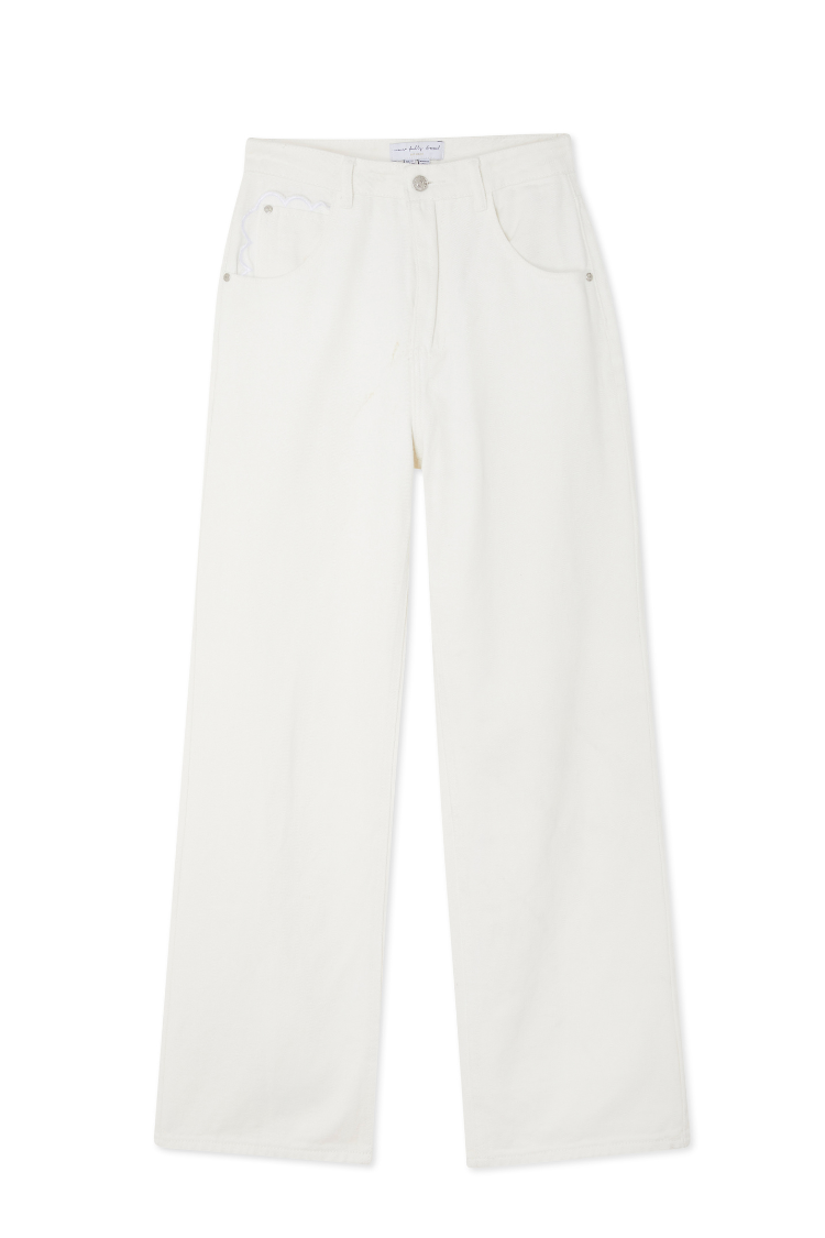 Ecru Scallop Detail Jeans