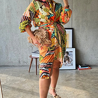 Thumbnail for caption_Model wears Fiji Midi Jaspre Wrap Skirt in UK size 18/ US 14