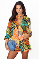 Thumbnail for caption_Model wears Fiji Miley Shirt in UK size 10/ US 6
