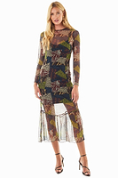Thumbnail for Model wearing Fiona Animal Mesh Dress standing facing the camera