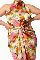 Thumbnail for Model wearing Flowers Scarlett Top close up