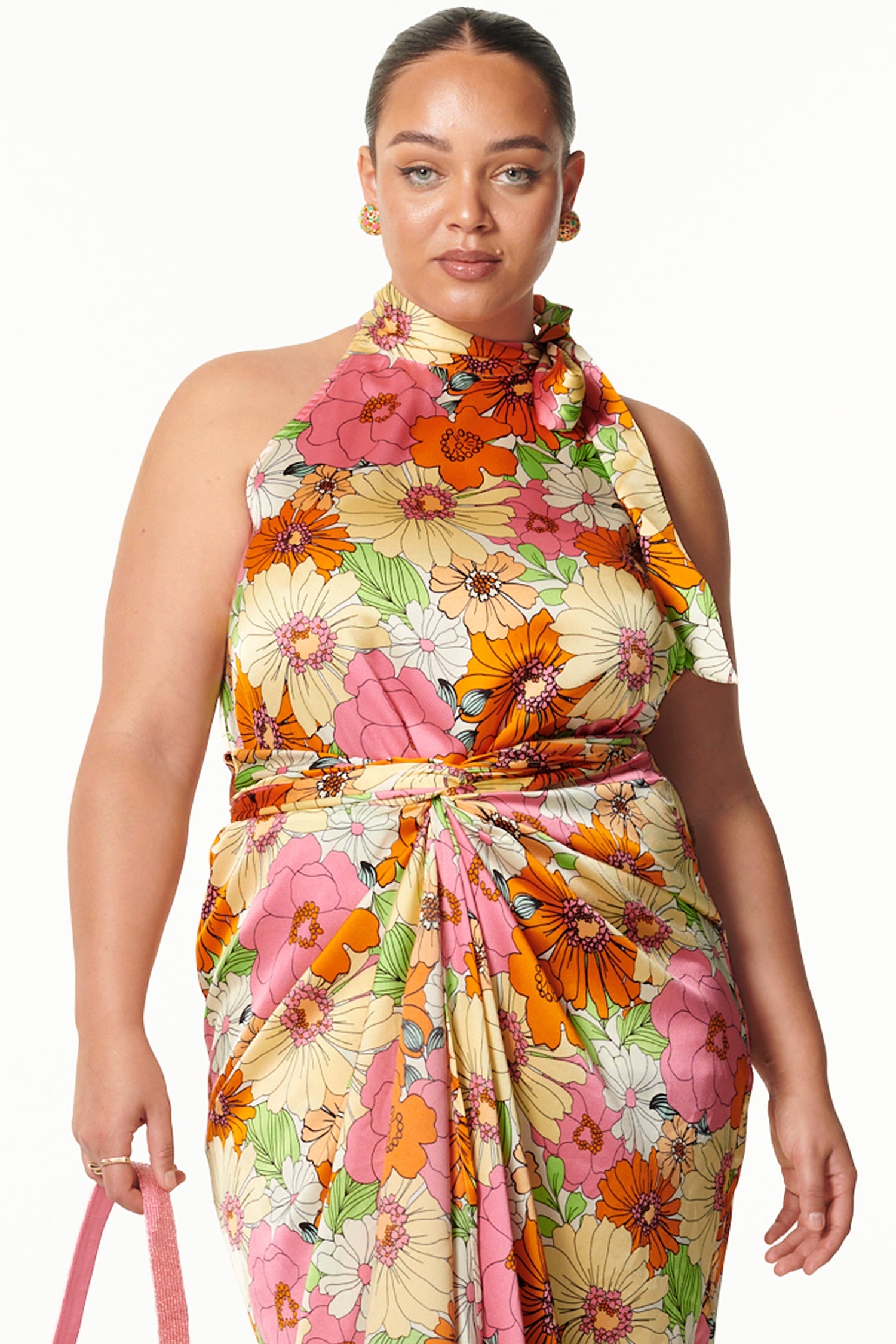 Model wearing Flowers Scarlett Top facing the camera