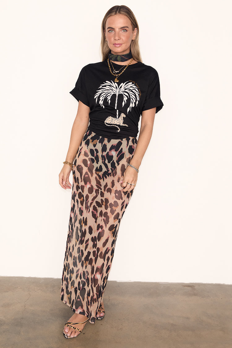Leopard Mesh Skirt