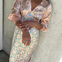Thumbnail for caption_Model wears Pastel Geo Clash Louella Dress in UK size 10/ US 6
