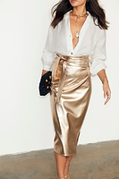 Thumbnail for Gold Vegan Leather Jaspre Skirt