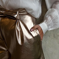 Thumbnail for Gold Vegan Leather Shorts
