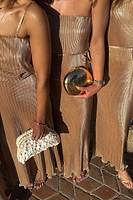Thumbnail for Gold Plisse Luna Dress