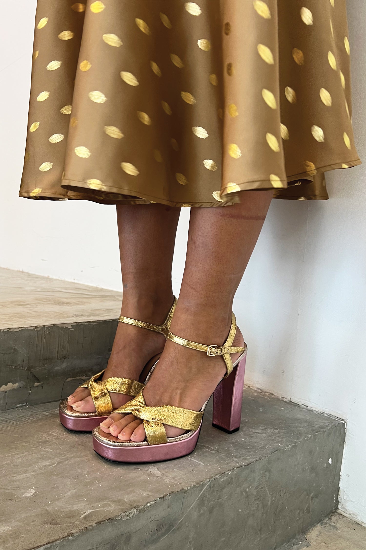 Gold Mya Dress With Gold Fleck