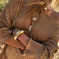 Thumbnail for Gold Plisse Jem Dress