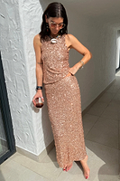 Thumbnail for caption_Model wears Gold Sequin Dorris Skirt  in UK size 10/ US 6