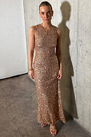 Thumbnail for  caption_Model wears Gold Sequin Dorris Skirt  in UK size 10/ US 6