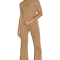 Thumbnail for Model wearing Gold Sparkle Trousers