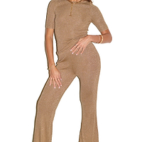 Thumbnail for Model wearing Gold Sparkle Trousers