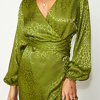 Thumbnail for caption_Model wears Green Jacquard Mini Vienna Dress Petite  in UK size 10/ US 6