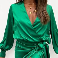 Thumbnail for Model wearing Green Vienna Midi Dress close up