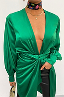 Thumbnail for Model wearing Green Vienna Midi Dress close up