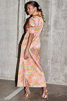 Thumbnail for caption_Model wears. Havana Short Sleeve May Dress  in UK size 10/ US 6
