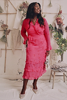 Thumbnail for Pink Kinza Love Wrap Dress