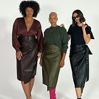 Thumbnail for Khaki Vegan Leather Jaspre Skirt