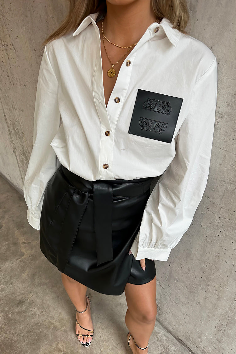 caption_Model wears White Gabbie Shirt With NFD Pocket in UK size 8/ US 4
