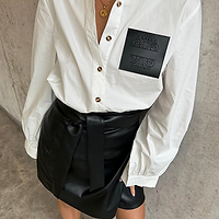 Thumbnail for caption_Model wears White Gabbie Shirt With NFD Pocket in UK size 8/ US 4