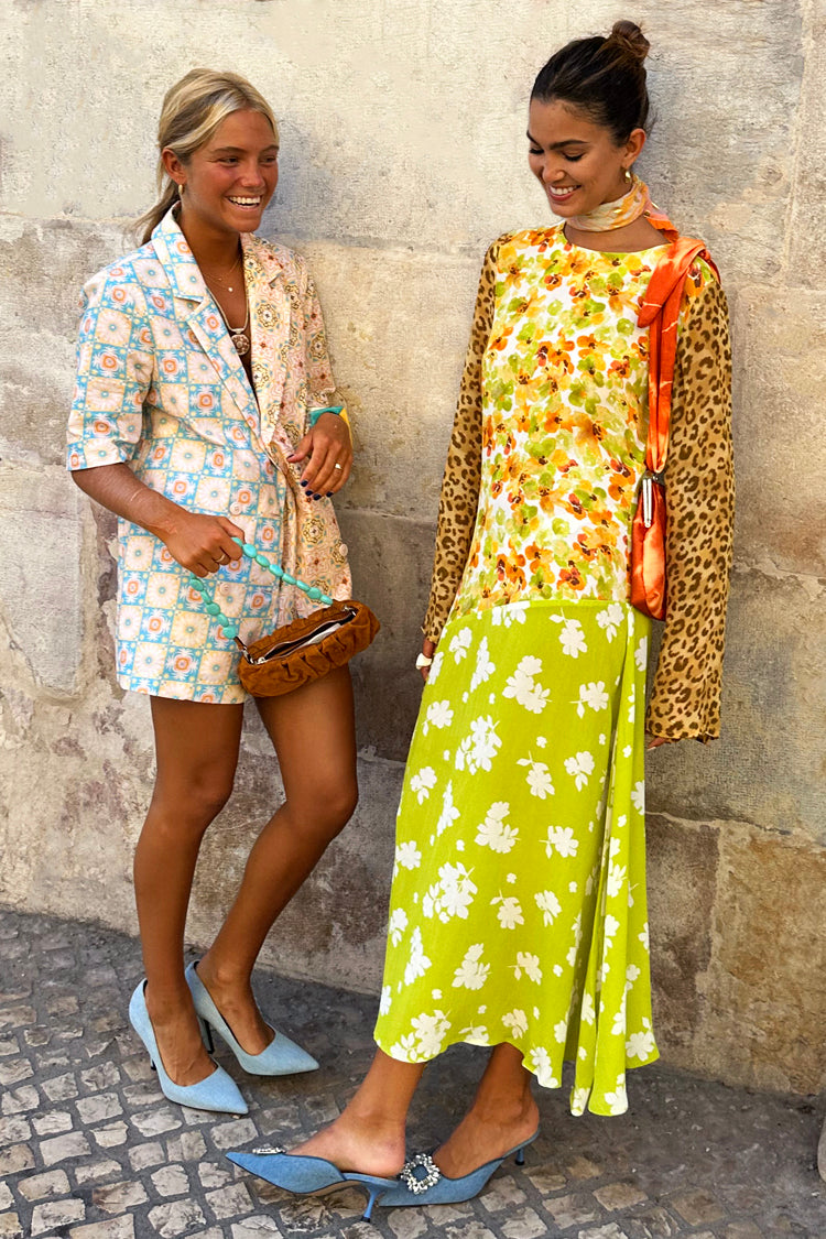 caption_Model wears Floral And Leopard Blair Dress in UK size 10/ US 6