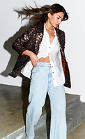 Thumbnail for caption_Model wears Leopard Jacquard 22 Jacket in UK 8 / US 4