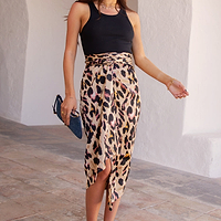 Thumbnail for Brown Leopard Jaspre Skirt