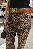 Thumbnail for Leopard Lucia Scallop Detail Jeans