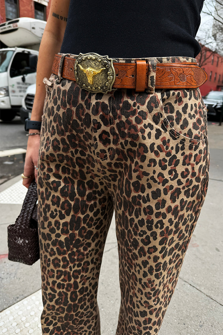 Leopard Lucia Scallop Detail Jeans Petite