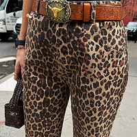 Thumbnail for Leopard Lucia Scallop Detail Jeans Petite