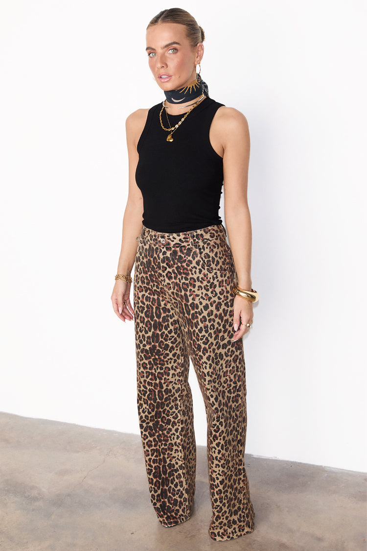 Leopard Lucia Scallop Detail Jeans Petite