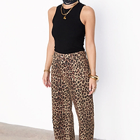 Thumbnail for Leopard Lucia Scallop Detail Jeans Petite