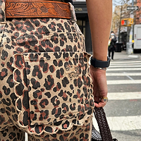 Thumbnail for Leopard Lucia Scallop Detail Jeans Petite