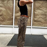Thumbnail for Leopard Lucia Scallop Detail Jeans Petite
