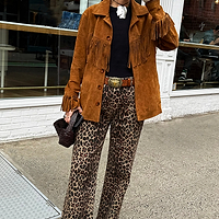 Thumbnail for Leopard Lucia Scallop Detail Jeans