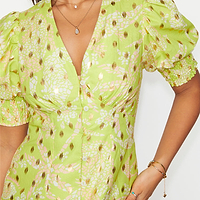 Thumbnail for caption_Model wears Lime Mosaic Lindos Dress in UK size 10/ US 6