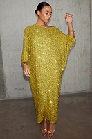Thumbnail for caption_Model wears Lime Sequin Jem Dress in UK size 10/ US 6