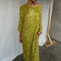 Thumbnail for caption_Model wears Lime Sequin Jem Dress in UK size 10/ US 6