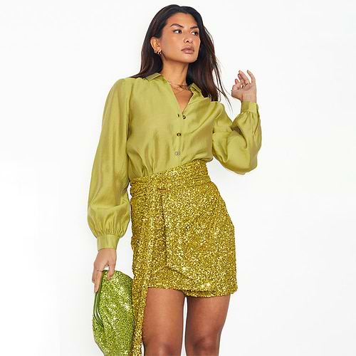 Lime Sequin Mini Jaspre Skirt